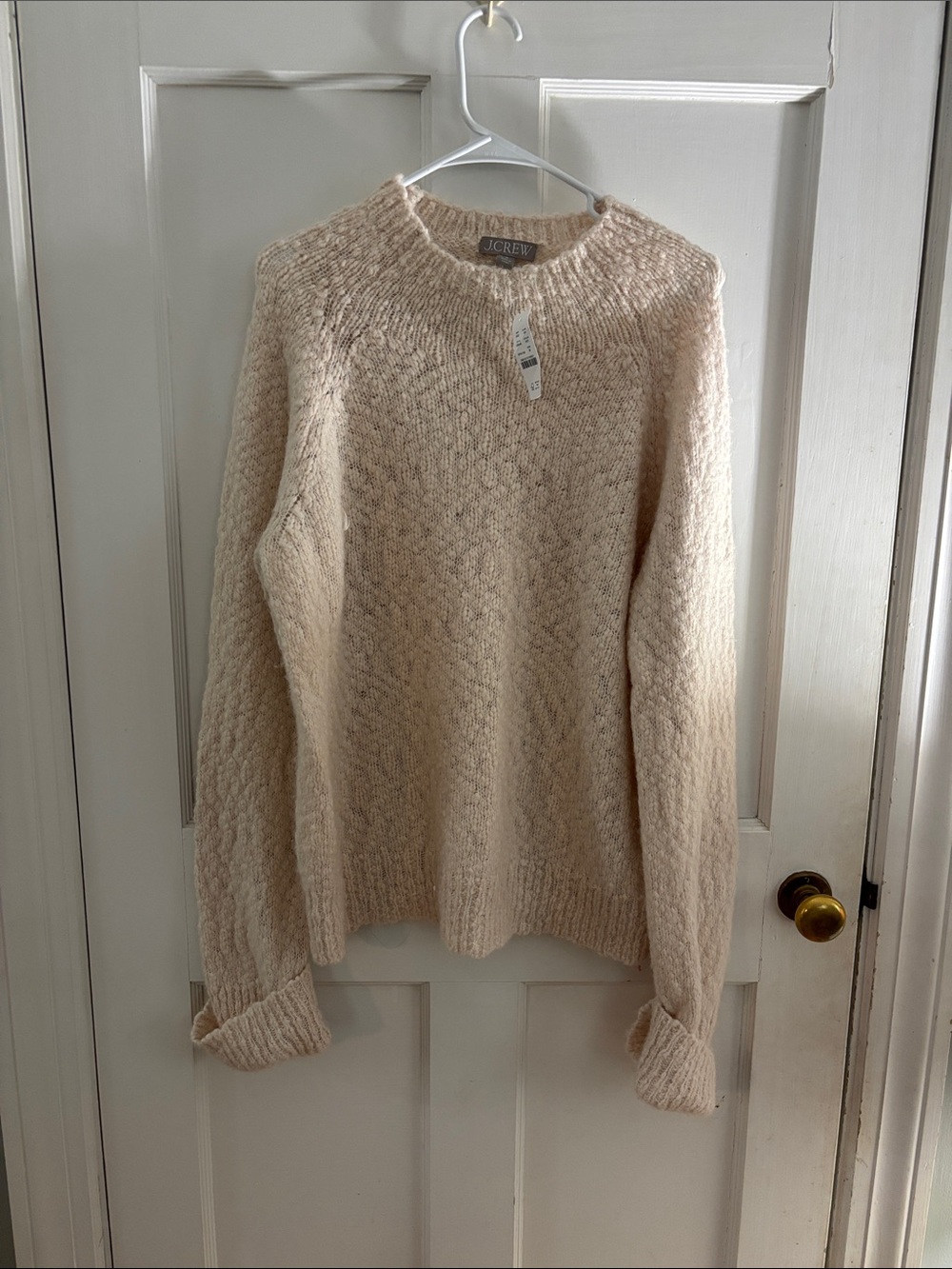 J. Crew Soft Almond Crewneck Cable Knit Sweater